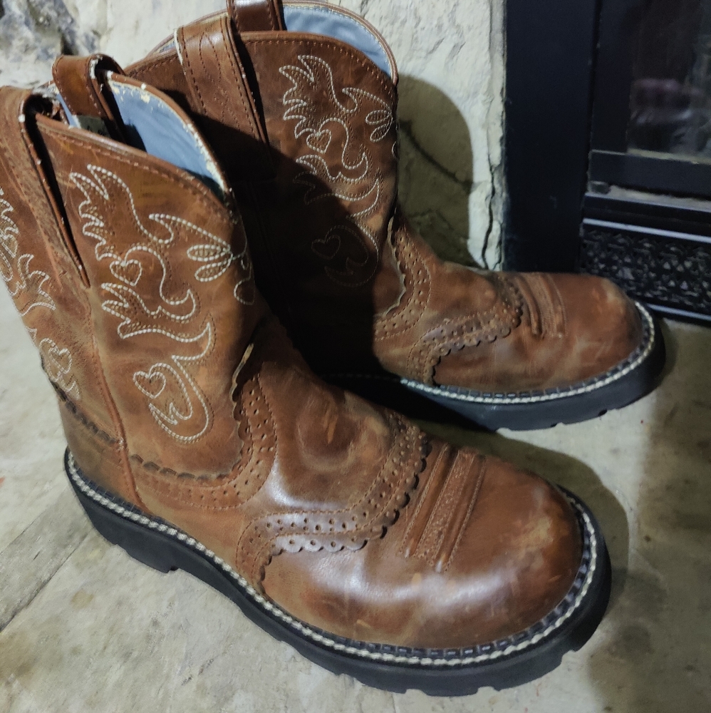 Ariat Fatbaby Brown Leather Cowboy Cowgirl Boots 8.5